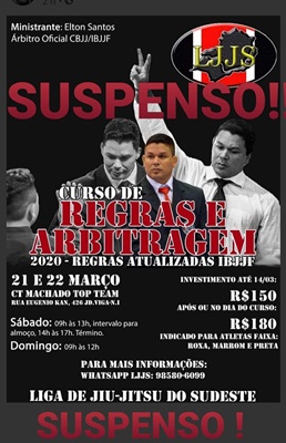 SUSPENSO : L.J.J.S. Suspende curso de regras e arbitragem.